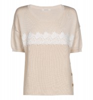 Pull à manche courte beige